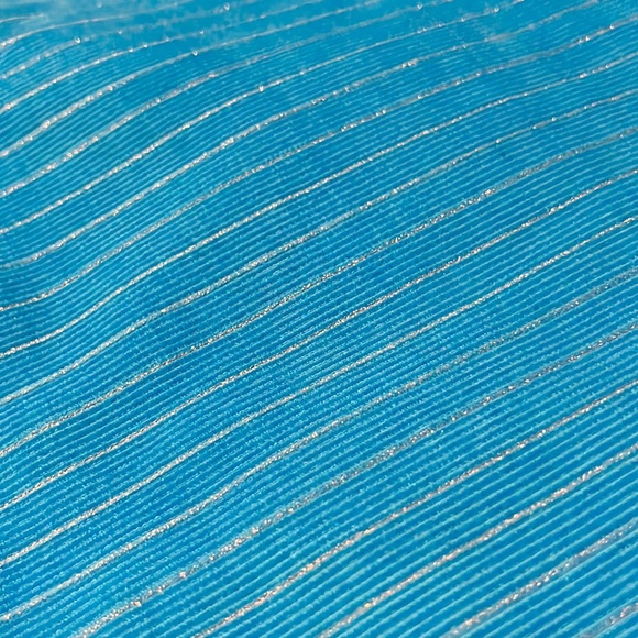 42”x 52” bright blue small wale corduroy with silver metallic stripes - Picture 1 of 3